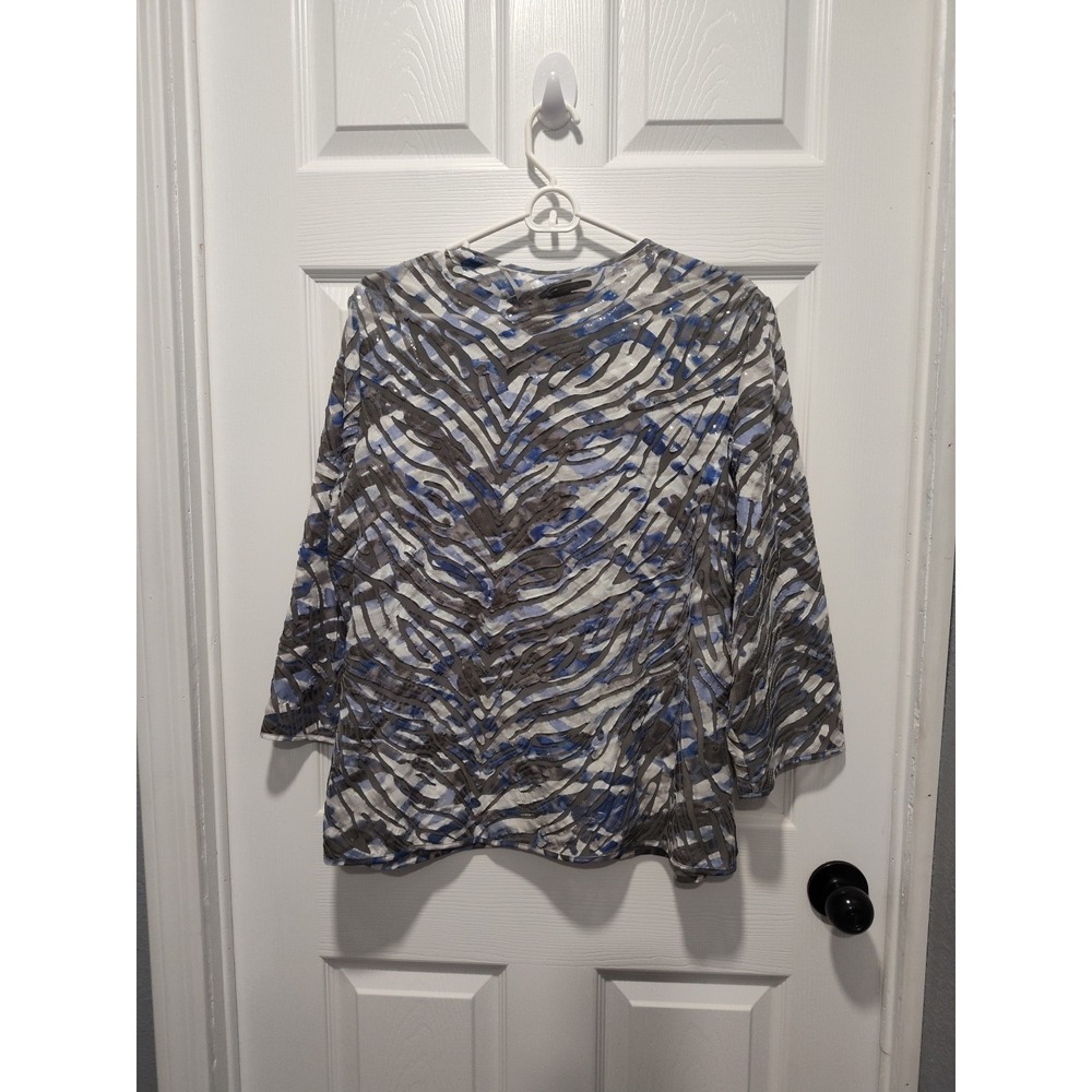 NWT Chico's Travelers Collection Watercolor Applique Jacket Sz 2 Medium $149 Tex - Picture 2 of 9